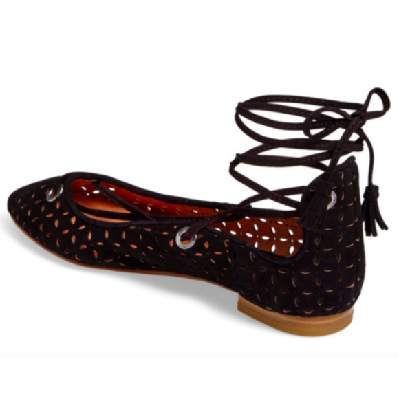 Halogen Nella Ghillie Black Ballet Women's Flats - Picture 4 of 9